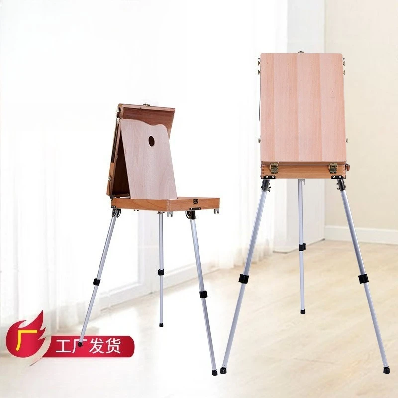 Aluminum Alloy Oil Painting Case Portable Travel Portable Oil Painting Case Oil Painting Shelf Storage Box Wooden