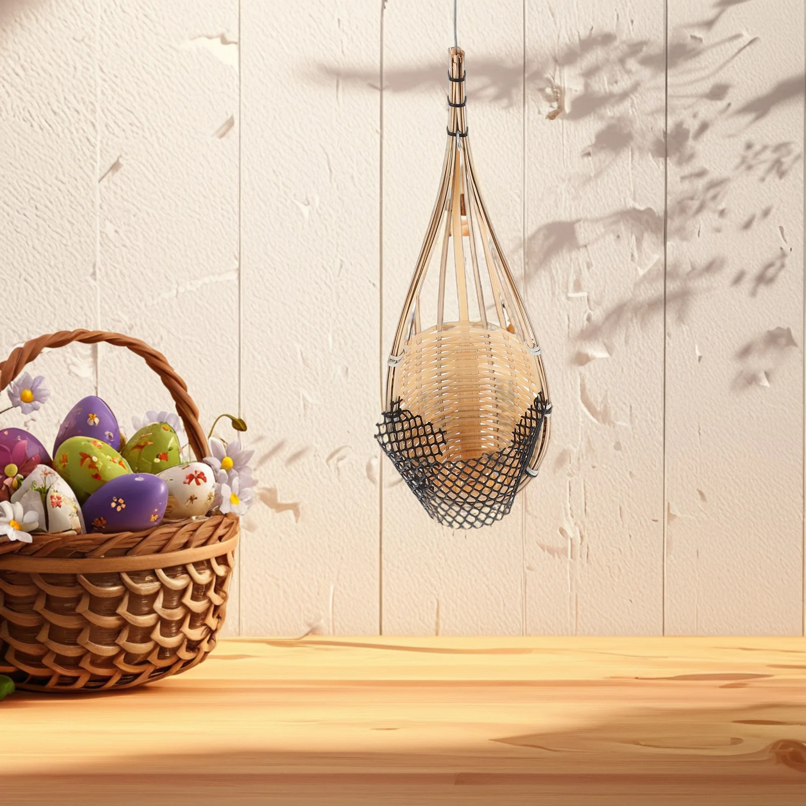 

Bamboo Half Hanging Basket Bird Nest Design Wall Planter Pot Indoor Outdoor Garden Decor Woven Hanging Plant Holder