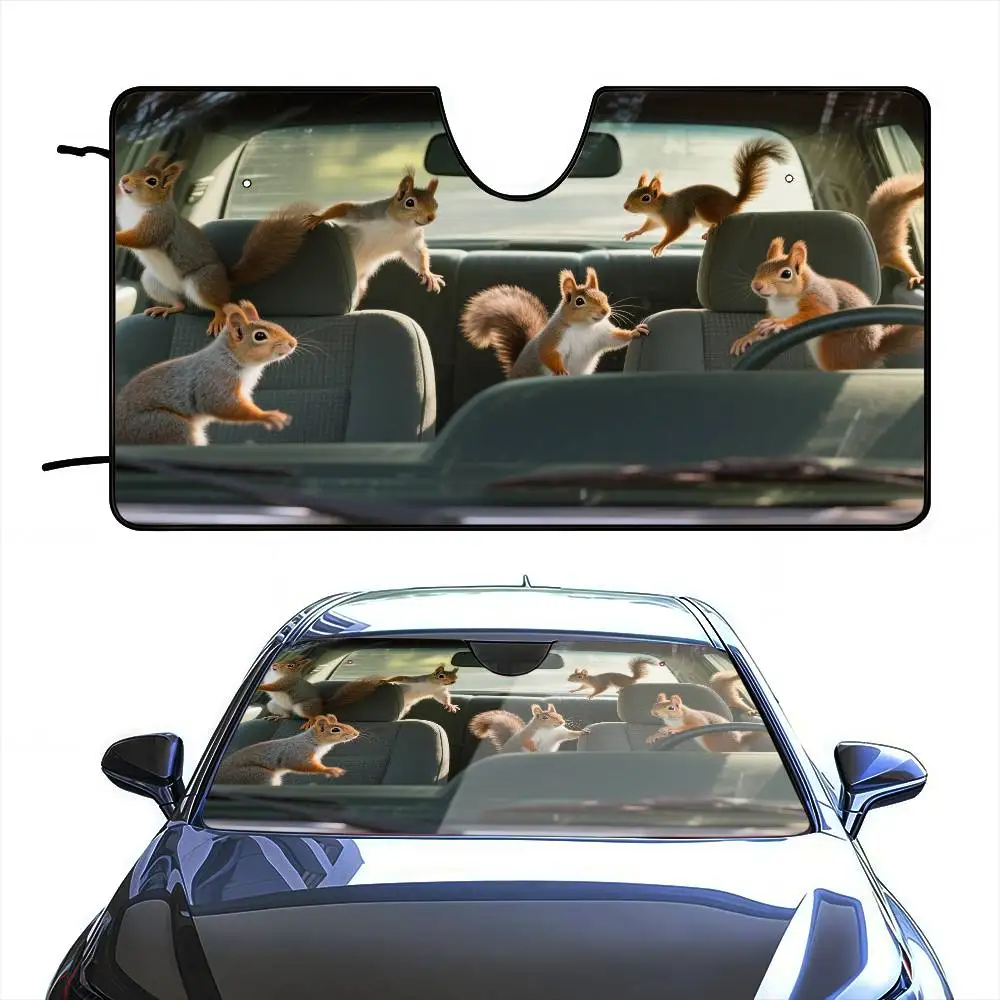 Squirrels driving funny Car Sunshade Curtains Windscreen Cover Shade Car SunShade UV Rays Car Sun Visor Protector
