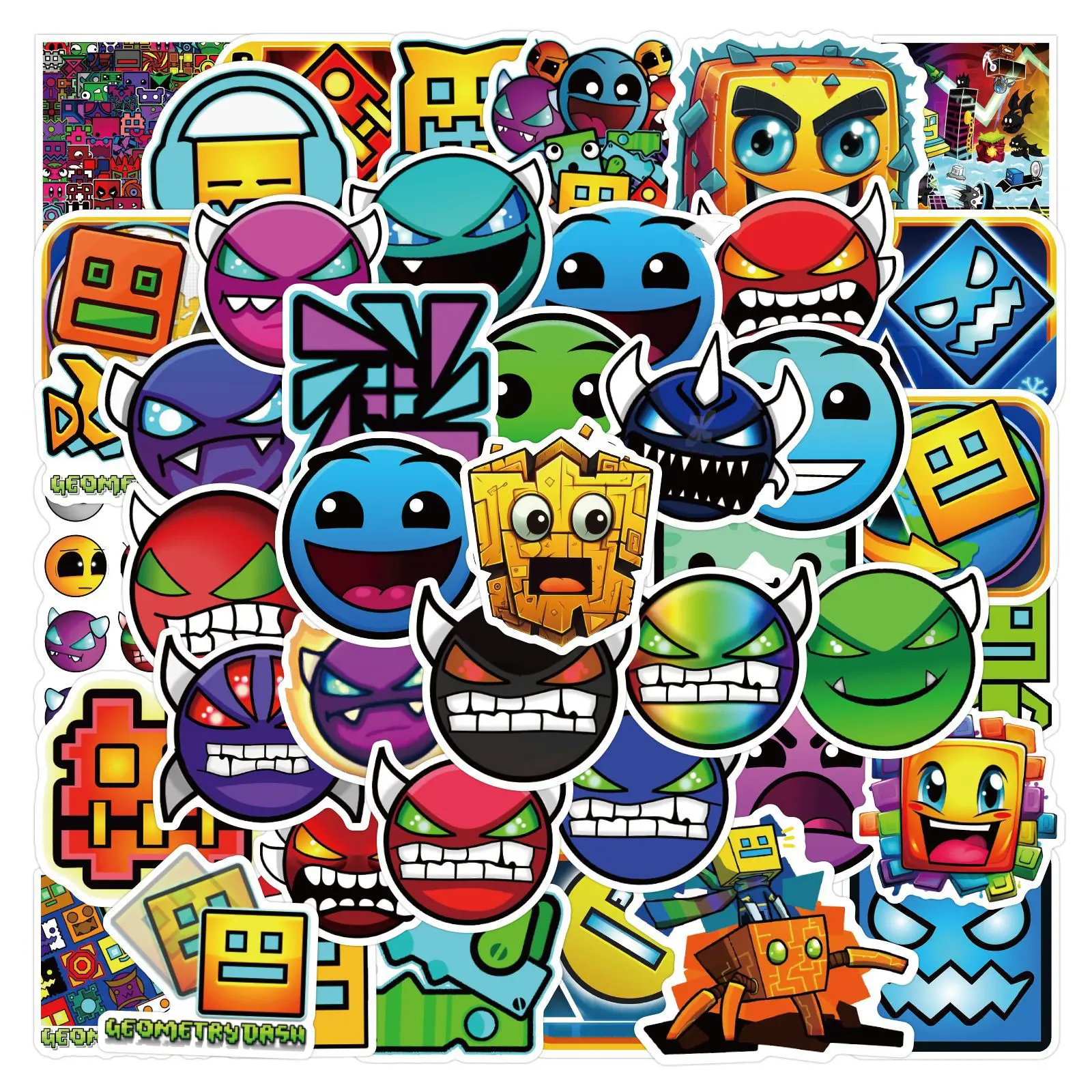 

10/50PCS Game Geometry Dash Sticker Cartoon Cute Fun Decal Graffiti Children's Toy Gifts for Pencil Box Scooter Guitar Bicycle