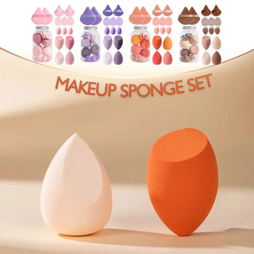 14pcs Beauty Makeup Egg Drift Bottle Powder Puff Water Drop/gourd/angled Makeup Egg To Meet The Needs Of The Whole Face Soft