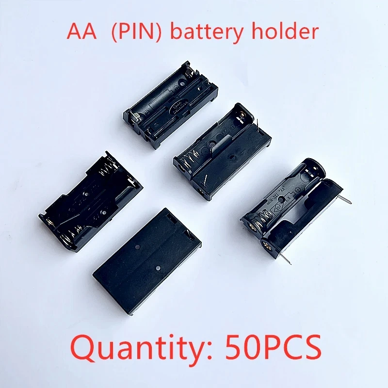50Pcs 1/2 Slot AA Battery Box SMD/SMT Battery Holder with PCB Pins, DIY Battery Compartment 1 Slot 14500 Battery Box with Pins