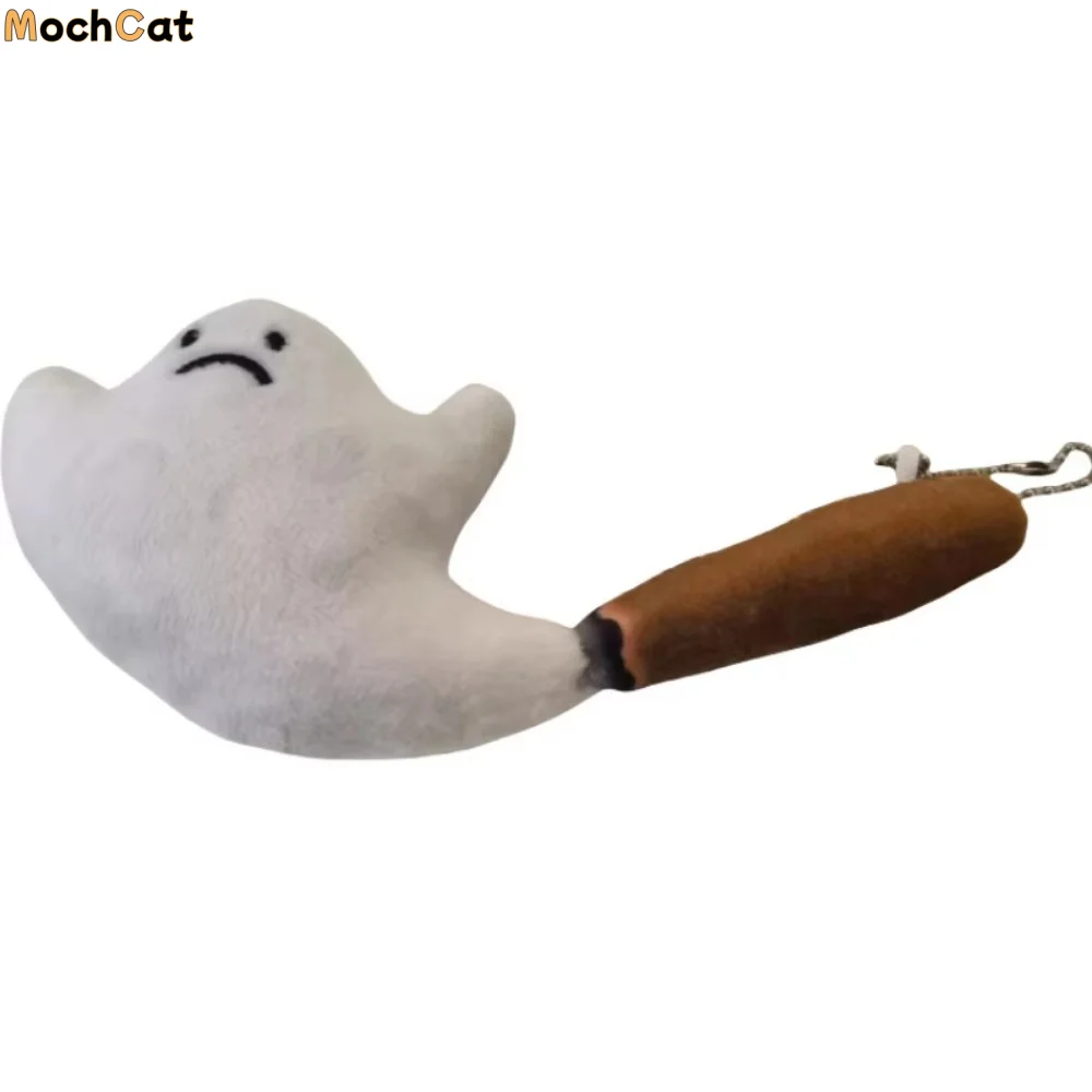 

Funny Ghost Smoke Stick Elf Charm Smoke Stick-Shaped Cartoon Design Key Ring Ghost Fluffy Texture Cat-shaped Backpack Charms