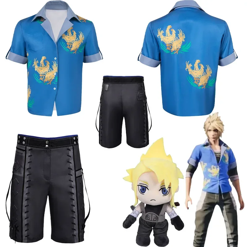 Cloud Strife Cosplay Chemise et Pantalon Costume pour Homme, Final Cos Net Cloud, T-shirt de Plage, Tenues d'Halloween, Carnaval, ixTrempée, Été