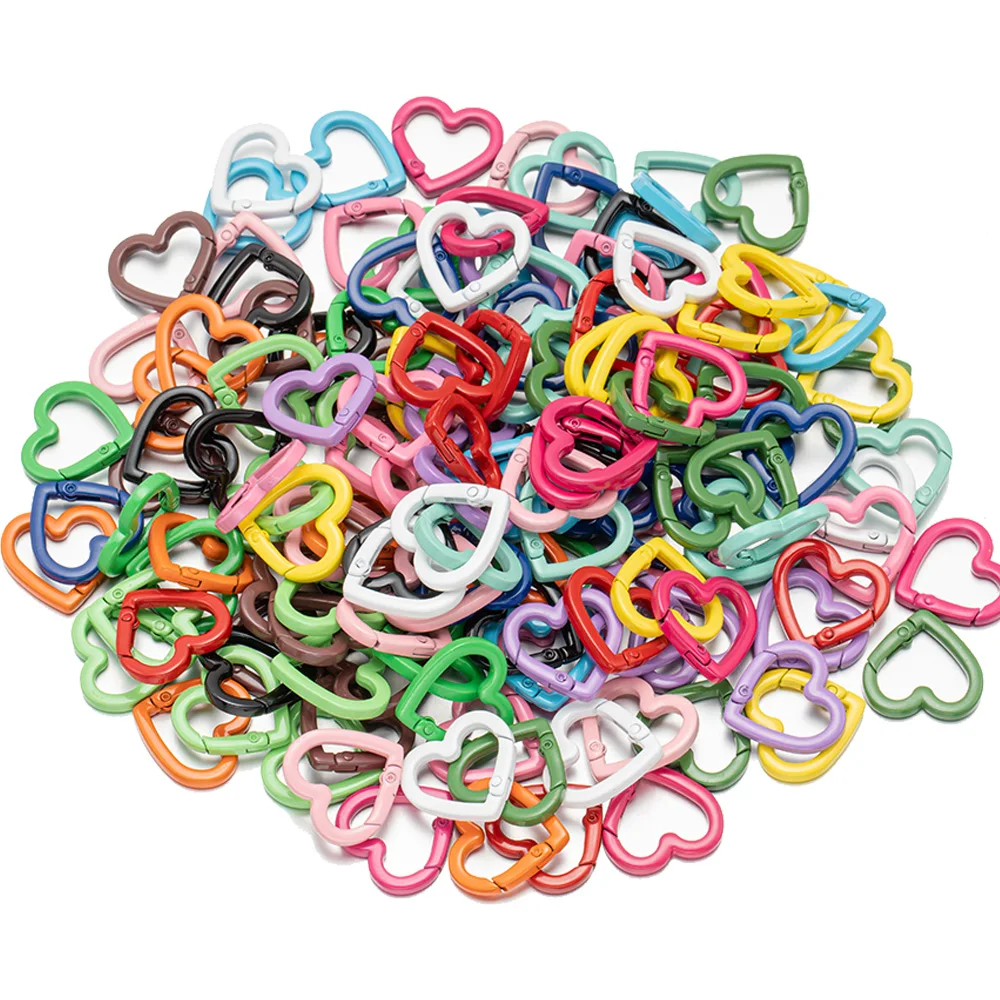 5pcs Heart Carabiner Trigger Snap Clip Spring Keyrings Buckle Hooks for Key Ring Keychains Bag Purse Handbag Craft Making Supply