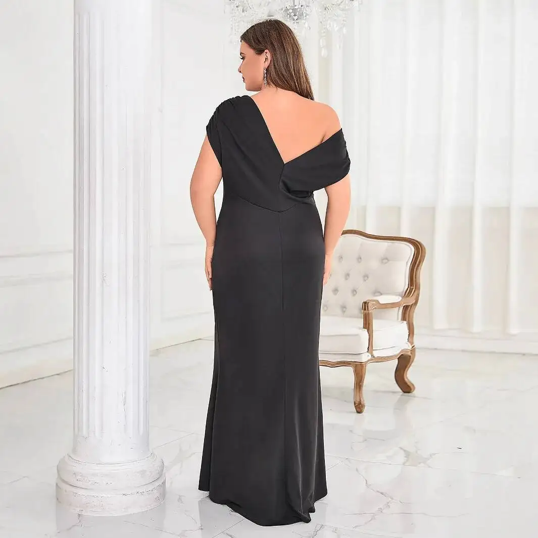 

Women's Wear New New Product Large Hip Wrap Dress Solid One Line Neck Long Dress 2025 Party Summer Elegantes Casual Y2k