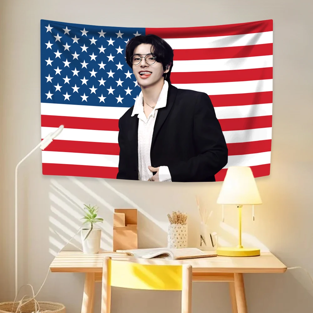 Kpop música estrela tapeçaria jakes bandeira americana decoração de casa quarto dormitório pano festa concerto decoração presente para fãs