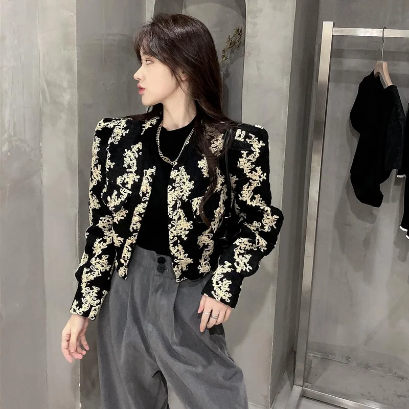 Jackets Women Slim Print Sexy Ladies Coats Cropped All-match Korean Style Trendy Elegant Harajuku Popular College Lovely Cozy