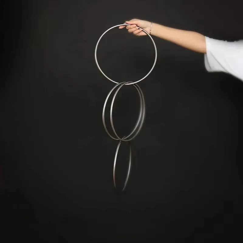 Deluxe Linking Rings Set (4 Chrome Rings,Dia 30cm ) – Classic Magic Trick Stage Illusion Magia Gimmick Props for Magicians