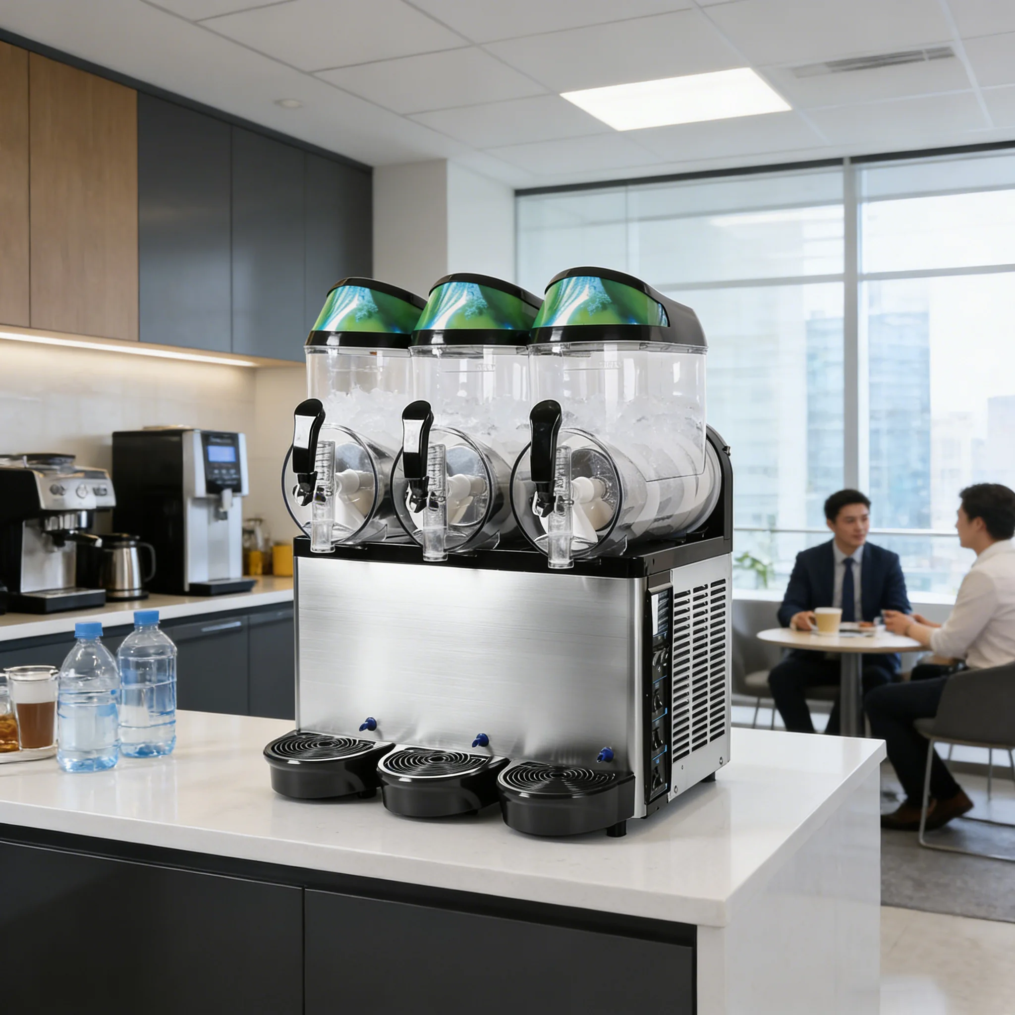 

Commercial Three Cylinder Stainless Steel Slushy Making Equipment Desktop Cold Drink Slush Machine Automatic Smoothie Maker