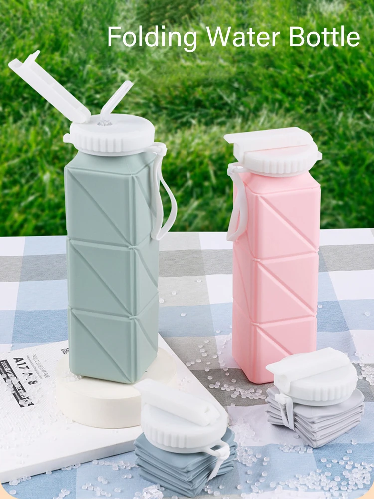 620ml Folding Silicone Water Bottle Sports Water Bottle Outdoor Travel Portable Water Cup Running Riding Camping Hiking Kettle