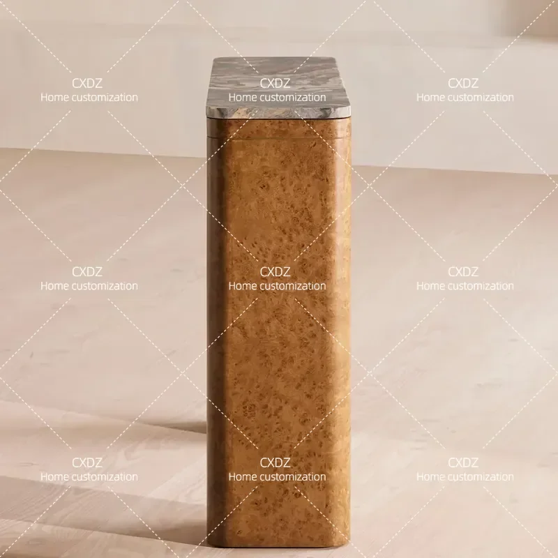 Medieval Style Tree Tumor Bark Entrance Table Retro Marble Console Simple Luxury Stone Decorative Strip Case End View Table