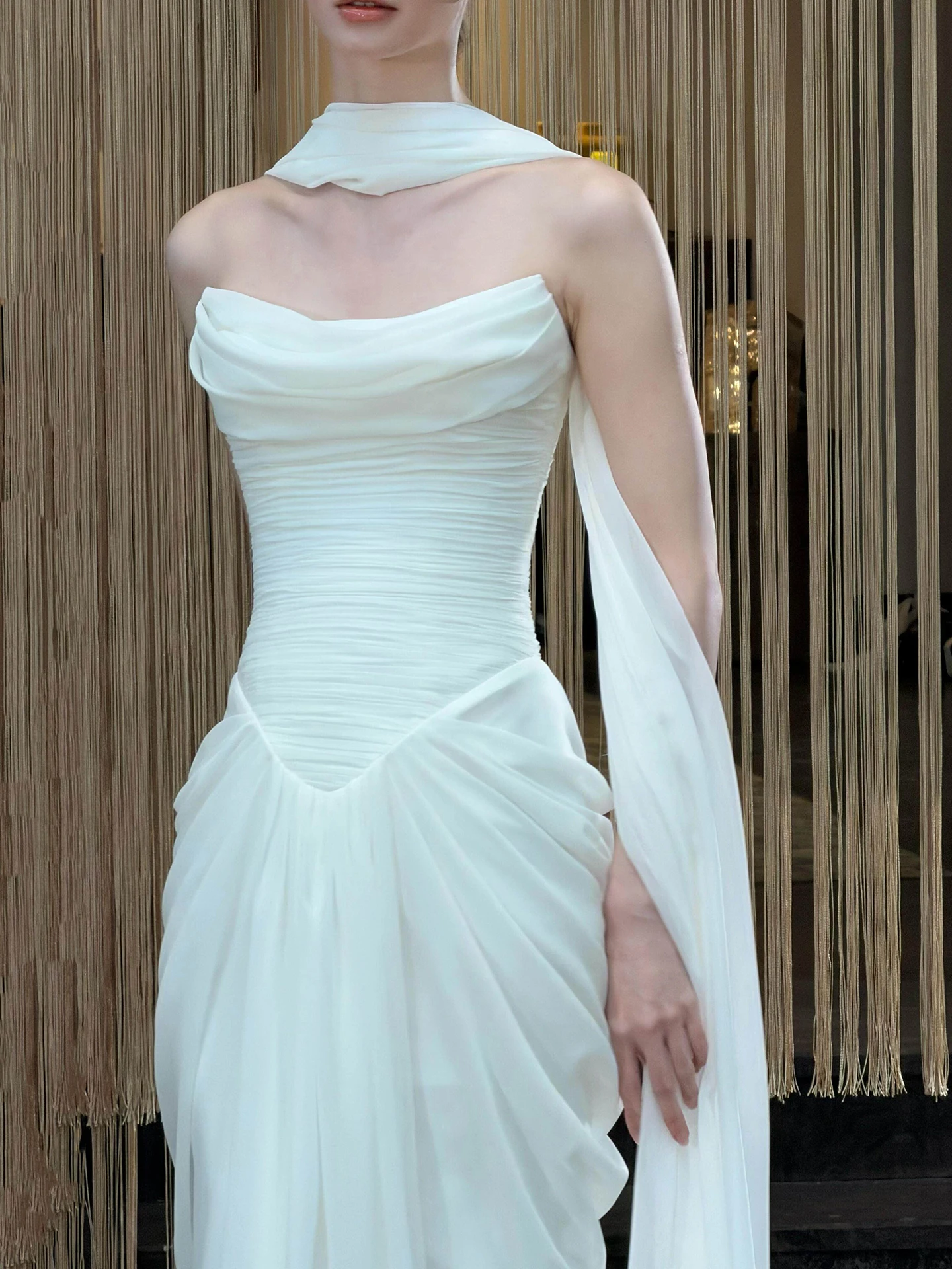 

Элегантное атласное свадебное платье без бретелек, простое белое платье-русалка для невесты, с завышенной талией, длинная юбка, без рукавов