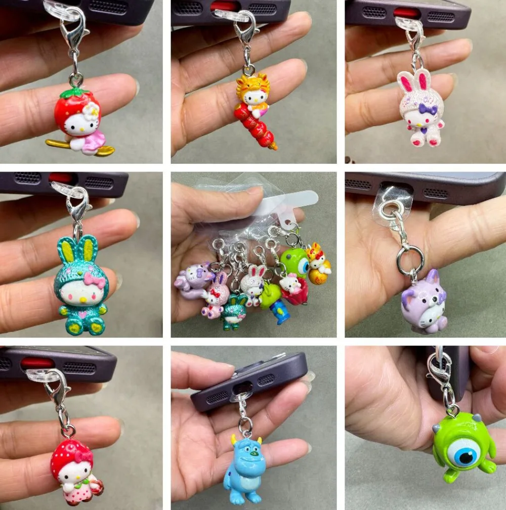 Kawaii Anime Sanrios Keychain Toys Hello Kitty Doll Cartoon Cute Mobile Phone Shoelace Bag Buckle Pendant Charm Decoration Gifts