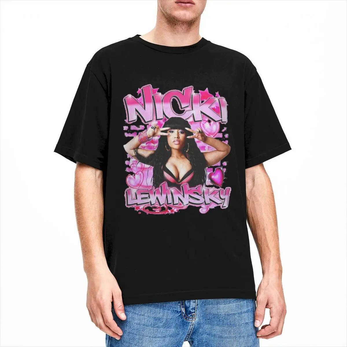 Men Women's Retro Nicki Lewinsky T Shirts Nicki Minaj Pure Cotton Tops Fashion Short Sleeve Crew Neck Tee Shirt Plus Size Shirts