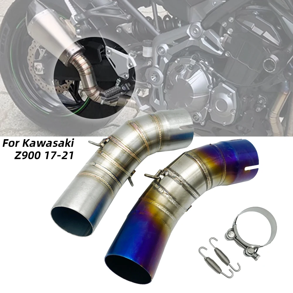 

REALZION Motorcycle Full Exhaust System Middle Pipe Link Connect For Kawasaki Z900 Z 900 2017 2018 2019 2020 2021 Accessories