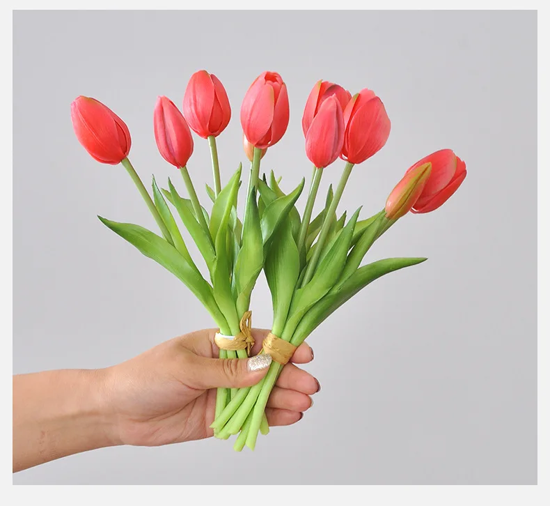 5 Stück/Blumenstrauß Mini neue Silikon-Tulpe 25 cm künstliche Blume Real Touch gefälschter Pflanzenstrauß für Hochzeitsdekoration Home Garen – Detail 19