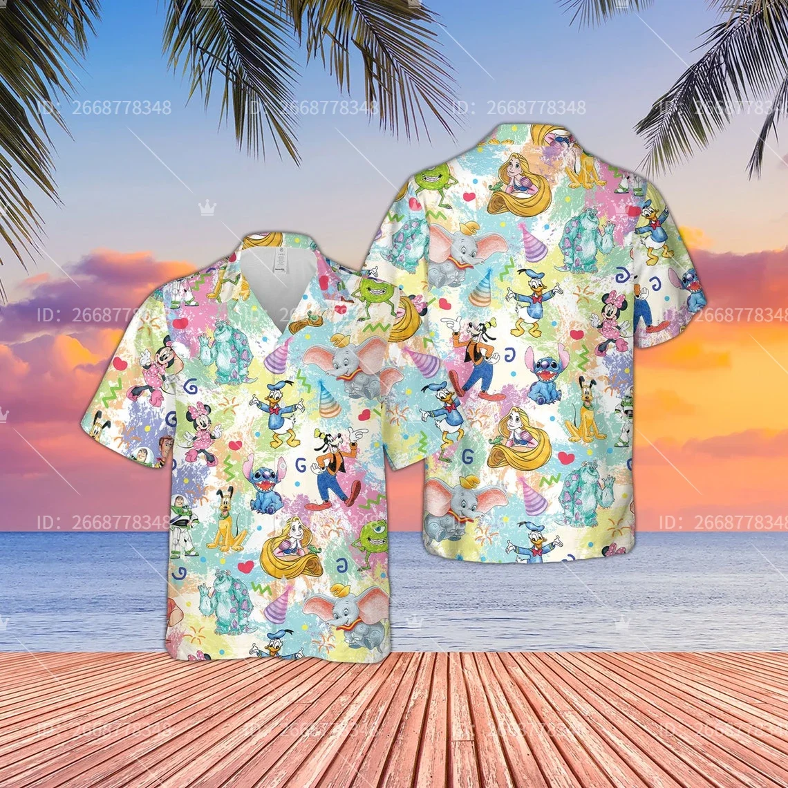 2024 Disney The Little Mermaid Hawaii Shirt Ariel Fashion Short-sleeved Shirt Ariel and Friends Button Up Shirts Hawaiian Shirt