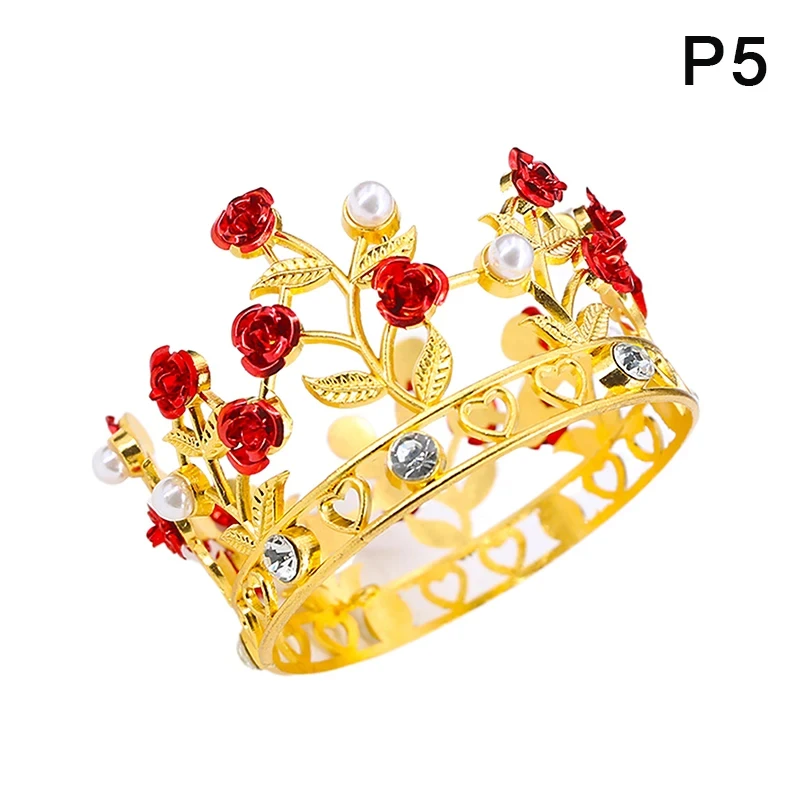 1Pc Luxury Flower Crown Small Tiaras For Doll Diadem Girls Birthday Bridal Wedding Hair Jewelry Prom Crown Cake Topper Ornaments