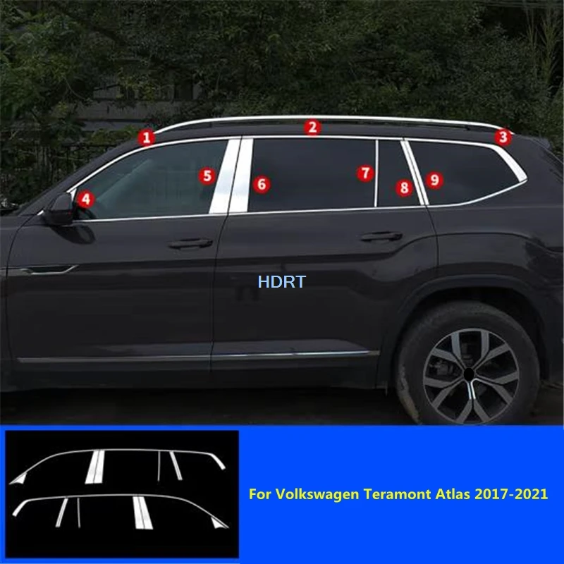 For Volkswagen Teramont Atlas 2017-2021 Car Styling Accessories Exterior Sticker Window Molding Glass Strip Center Pillar Cover