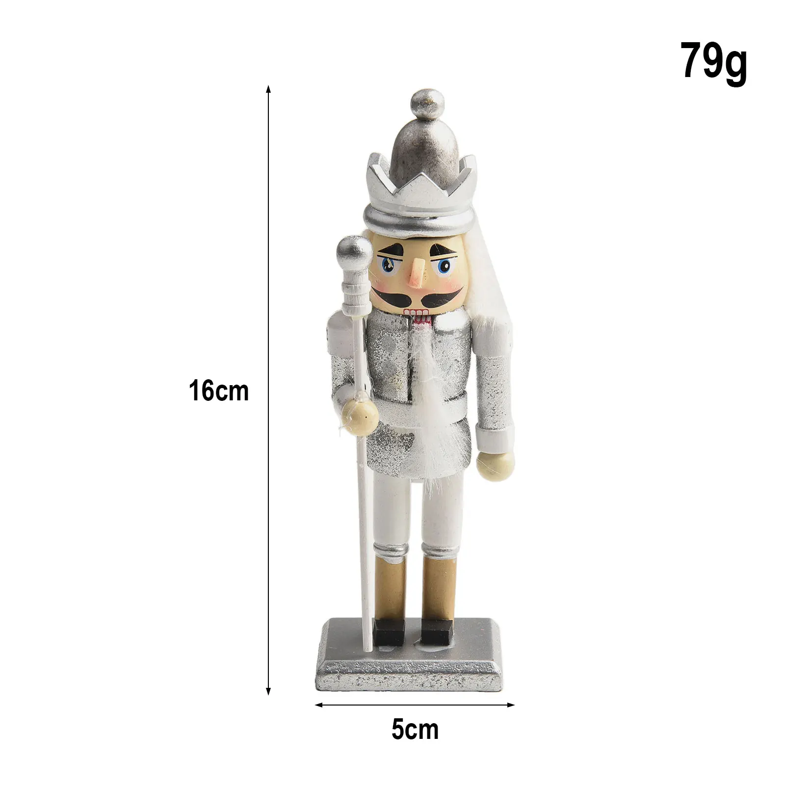 16CM Wooden Nutcracker Ornaments Puppet Traditional Silver Christmas Party For Any Christmas Decoration Theme Christmas Decor