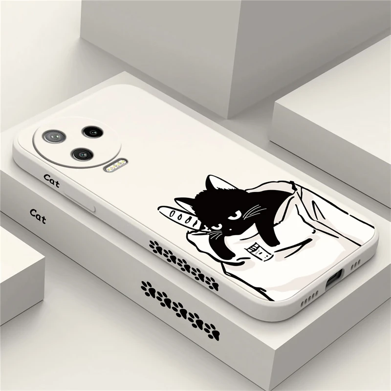 Cute Cat Case For Infinix Smart 8 7 Note 11S 8 8i 11 12 G96 10 30 Pro ITEL P37 A56 P36 Soft Silicone Matte Liquid Back Cover