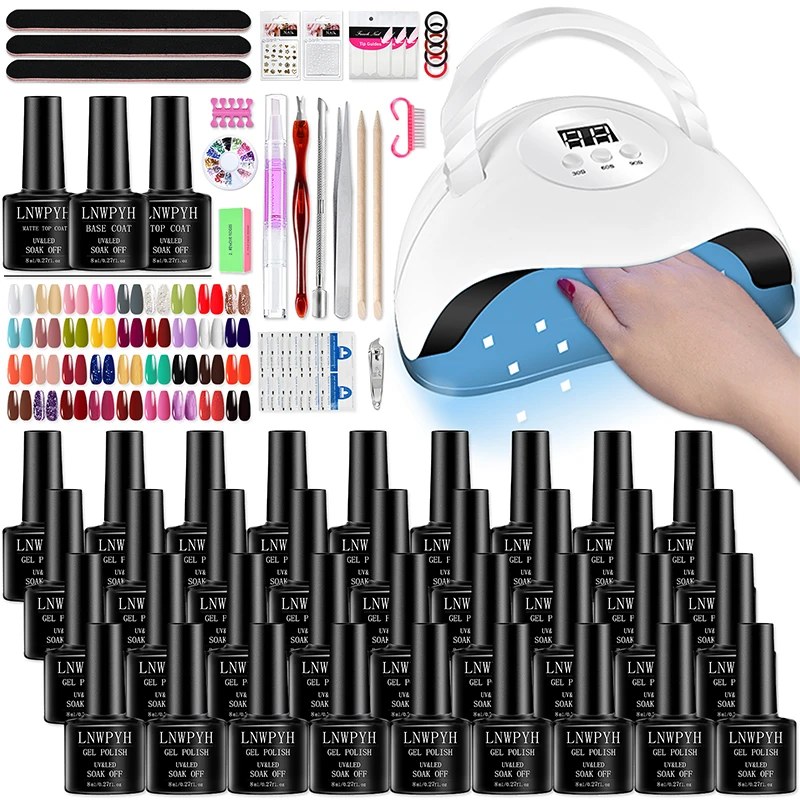 

LNWPYH Gel Nail Polish Kit With LED Nail Dryer 36 Colors Popular Gel Nail Polish Tools Set And Matte Top Coat Top Coat Base Coat