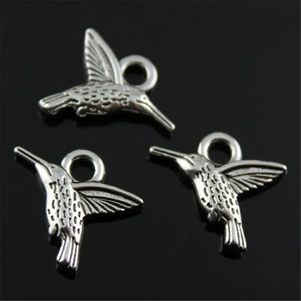 20pcs Charms Hummingbird Hummer Bird 19x15mm Tibetan Pendants Antique Jewelry Making DIY Handmade Craft For Necklace