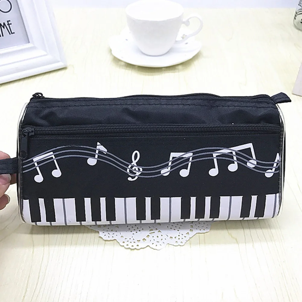 

3pcs Music Note Pencil Bag Portable Canvas Pouch Large Capacity School Office Organizer Zipper Storage Student Stationery
