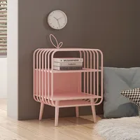 Small Minimalist Nightstands Simple Design Pink Organizer Rectangle Side Bedside Table Storage Szafka Nocna Home Decorations