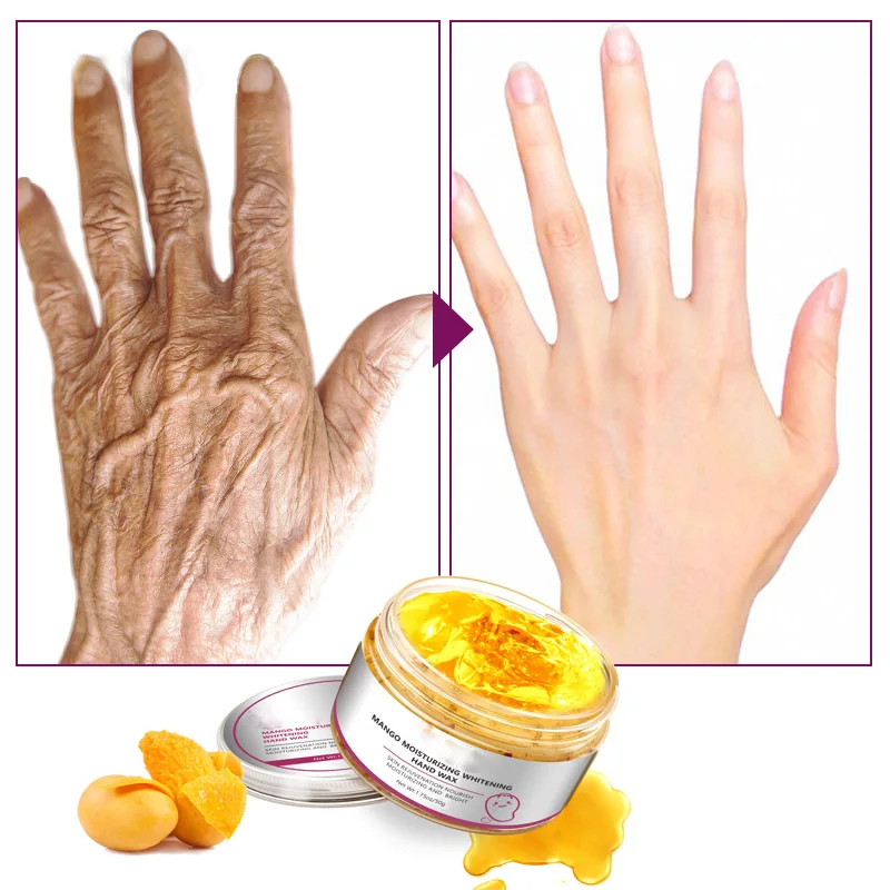 50g Mango Moisturizing Hand Wax Whitening Skin Hand Mask Repair Exfoliating Calluses Film Anti-Aging Hand Skin Cream Skin Care