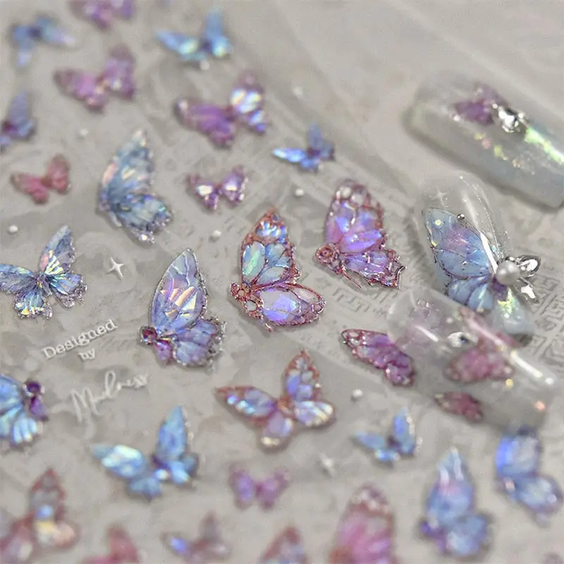 Glitter Butterfly Jelly Series Nail Art Stickers High Quality Bronzing Diy Manicure Decal Decoration Decal Design Manicure Tool