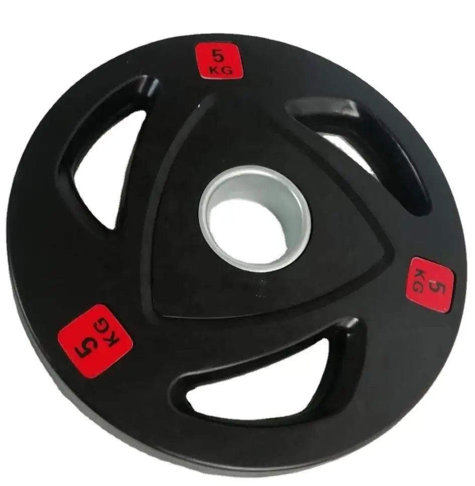 Three Hole Handheld Barbell Disk Rubber Covered 5cm Hole Barbell Plates Weight Lifting Dumbbell Diskpromote sales