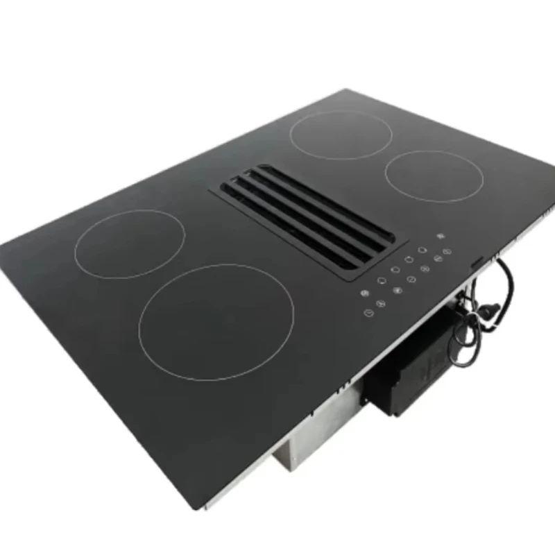 

New two-in-one range hood with induction cooker 4 combustion head induction cooker, built-in stove induction cooker
