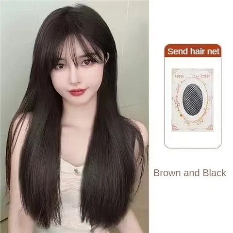 New Cheap Cosplay Synthetic Wig For Women's Long Straight Hair Wigs Blue Gray Lolita Natural Daily Hairstyle Simulation Wig Set.