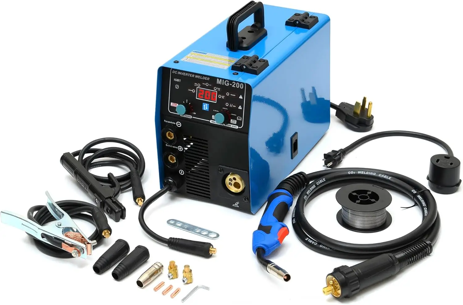 S7 Gas and Gasless 200A 110V/220V Multiprocess MIG Welder - 4-in-1 Welding Machine for Flux Cored, MIG, Lift TIG, and Stick ARC