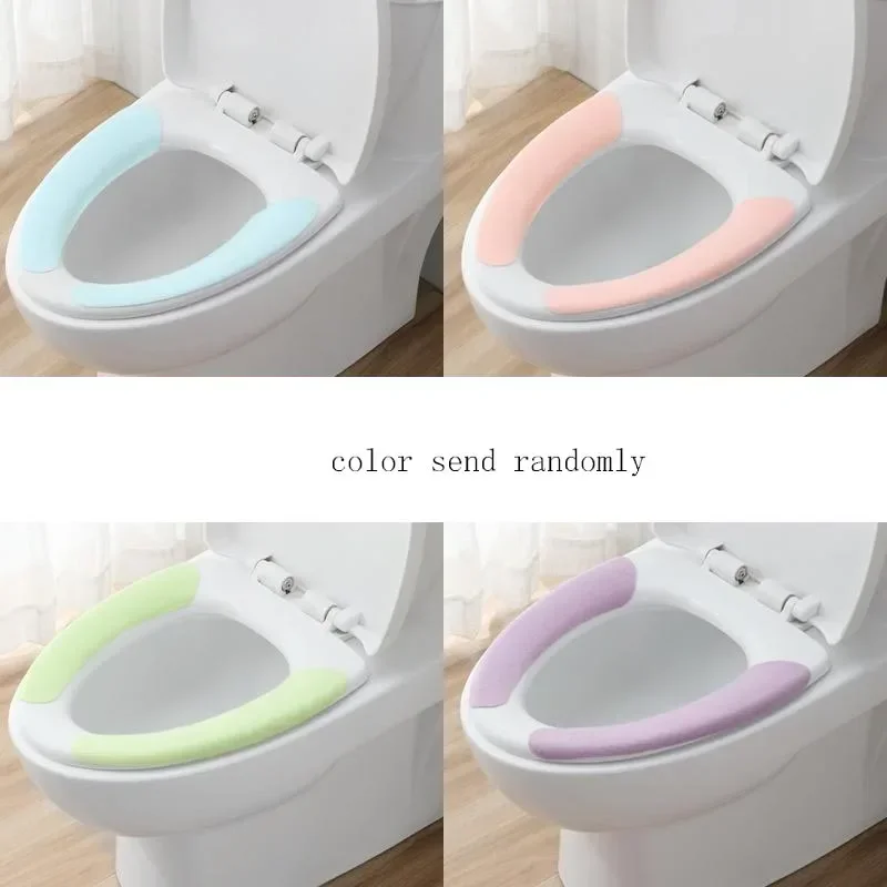 1 Pair Random Color Warmer Flannel Toilet Seat Mat Washable Cushion Sticker Crop Cover Bathroom Accessories Close Stool