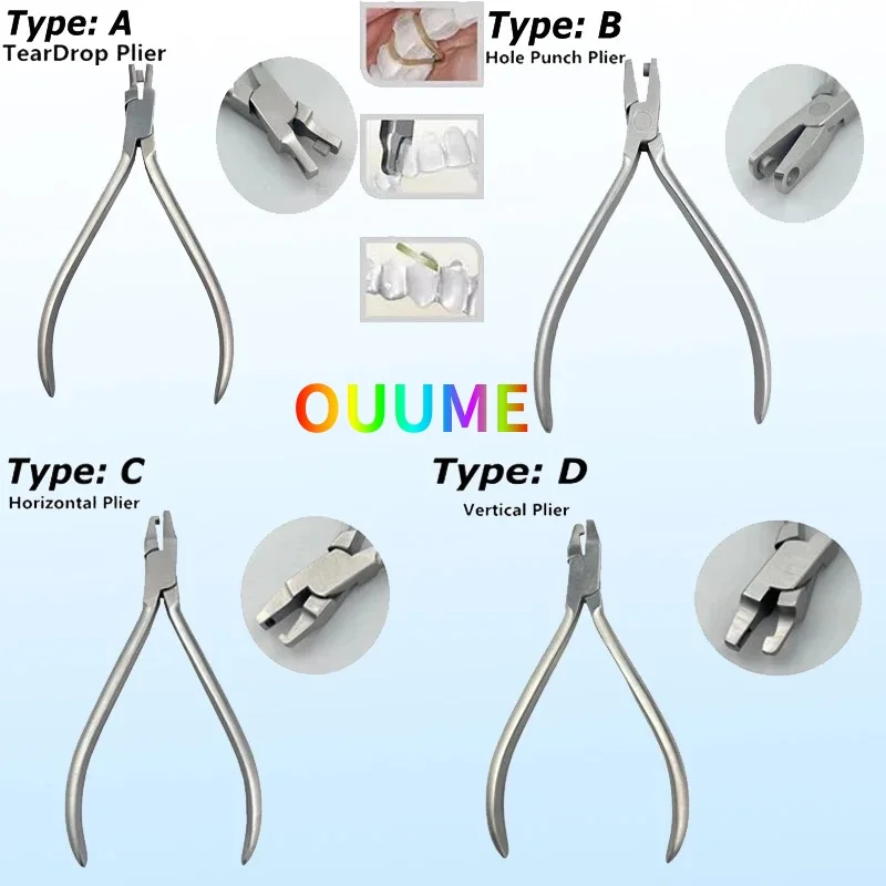 4 Sizes Dental Orthodontic Clear Aligner Plier Punch Hole Thermal Forming Forcep Tear Drop Level Vertical Invisable Dentist Tool