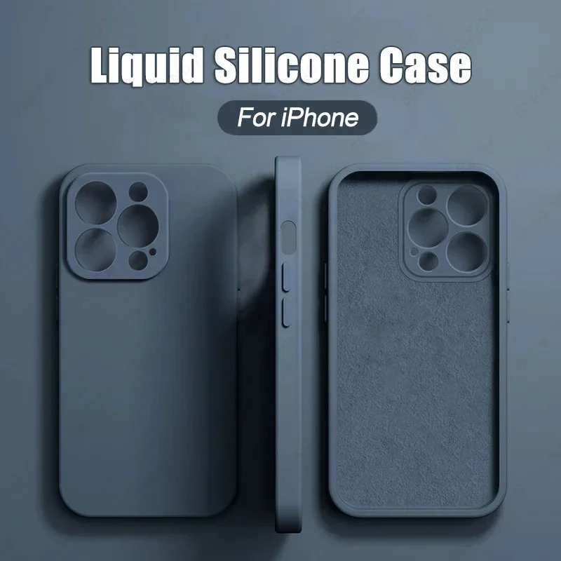 

Luxury Liquid Silicone Phone Case For Apple iPhone 16 15 14 13 12 11 Pro Max Soft Case Shockproof Bumper Cover Phone Accessories