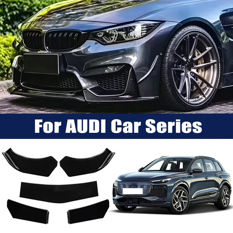 5Pcs Front Bumper Lip Body Kit, ABS Spoiler Splitter Canard For Audi A3 A4 A5 A6 Q3 Q5 S3 S4 RS3 RS4 B7 B8 Q2 Q7 S5 S6 RS5 RS6
