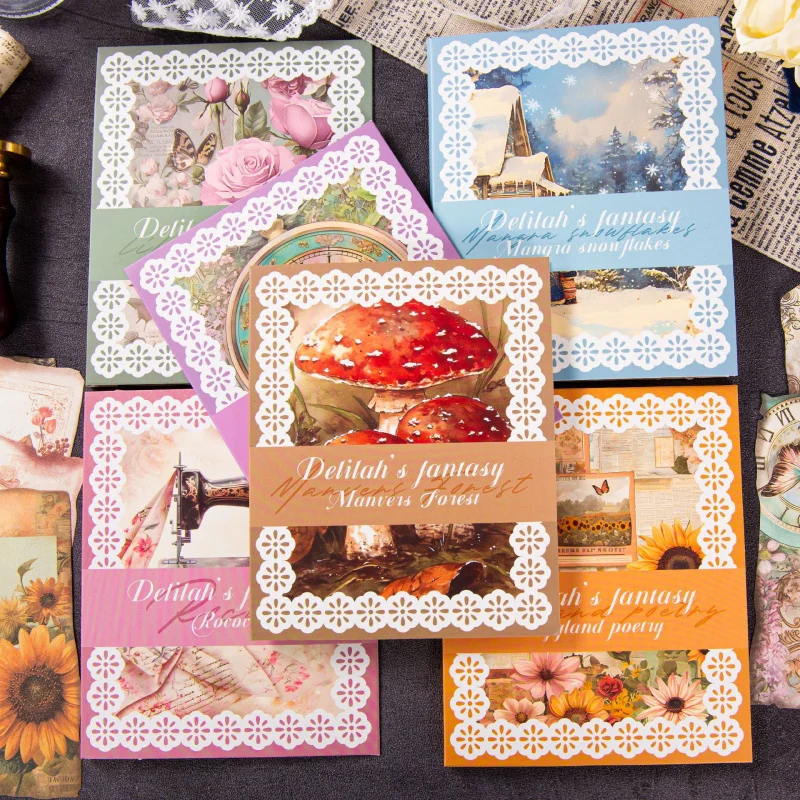 24 Blatt dekoratives Papier im Vintage-Stil mit verbranntem Stil, Retro-Distressed-Rand-Design für Tagebuch, Scrapbook, DIY-Deko