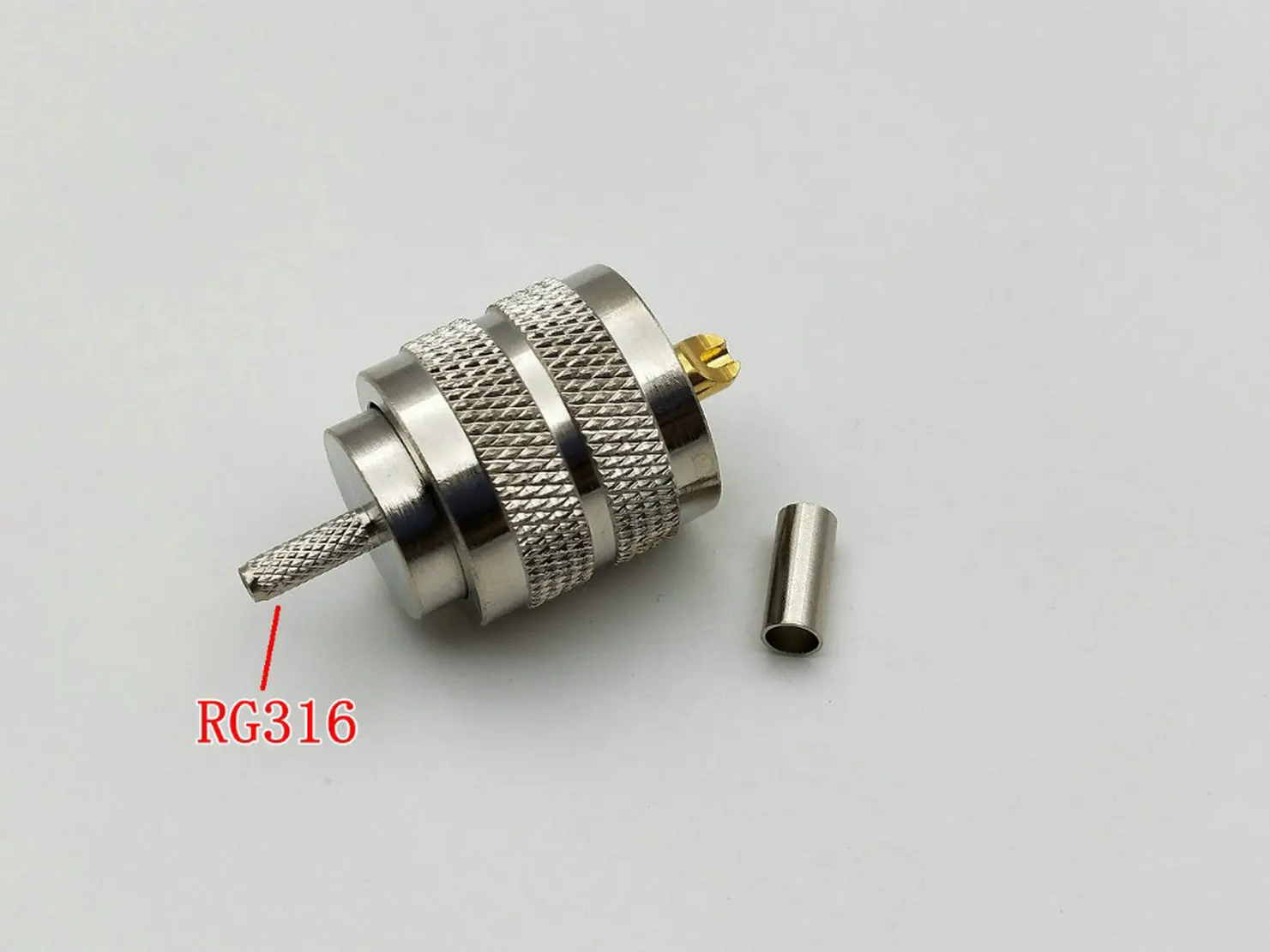 Imagem -03 - Conector Coaxial de Latão rf Plugue Macho Crimp Conector de Cabo Pl259 Uhf Rg316 Rg58 Rg6 Rg8 50 Pcs