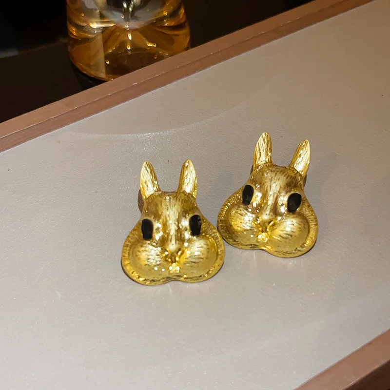 XIALUOKE Vintage Hyperbole Geometric Metal Animal Rabbit Earrings For Womens Personality Jewelry Accessories