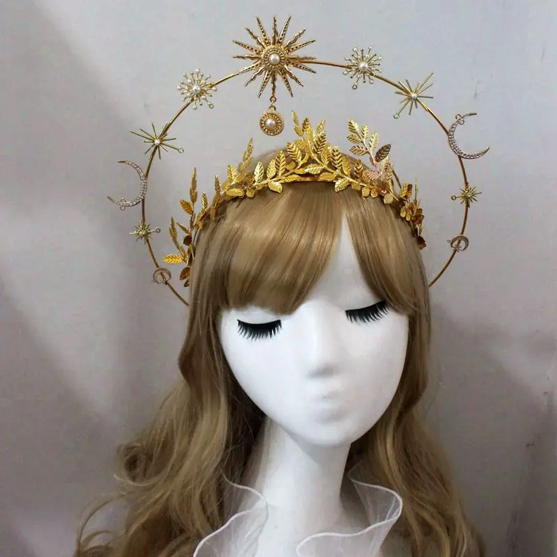 DIY Kit Gold Stars Boho Stars Sun Moon Halo Crown Headpiece Goddess Headband Bridal Maternity Crown For Photoshoot