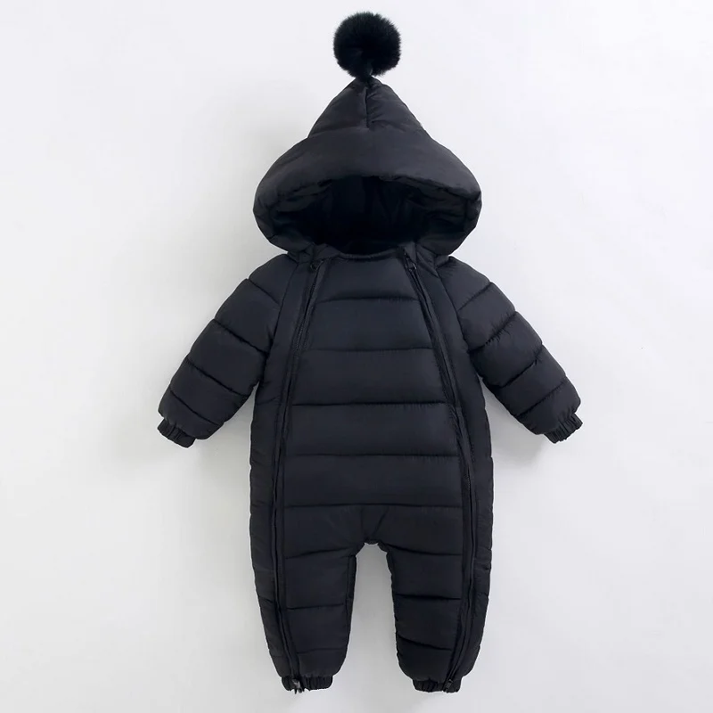 Baby jumpsuit winter new plush and thick hooded down climbing suit for babies to go out and hug clothes, newborn cotton jacket