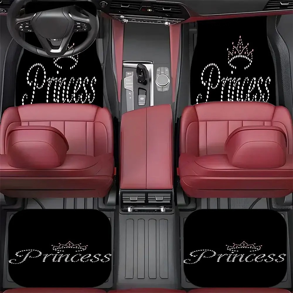 4pcs Princess-Themed Car Liners Compatible For All Vehicles - Durable Fit Auto Mats Suitable For, Trucks, SUVs - Ideal For & S,