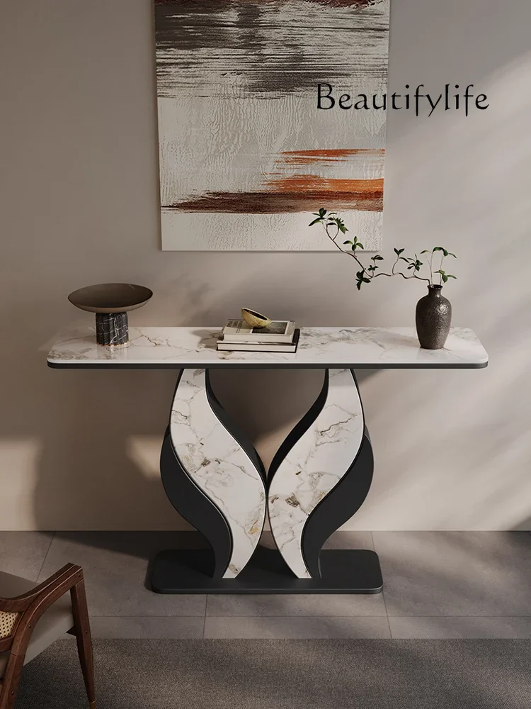 F Light Luxury Entrance Table New Chinese Style Modern Simple Rock Slab Ultra-narrow Wall Decoration Table Designer Model