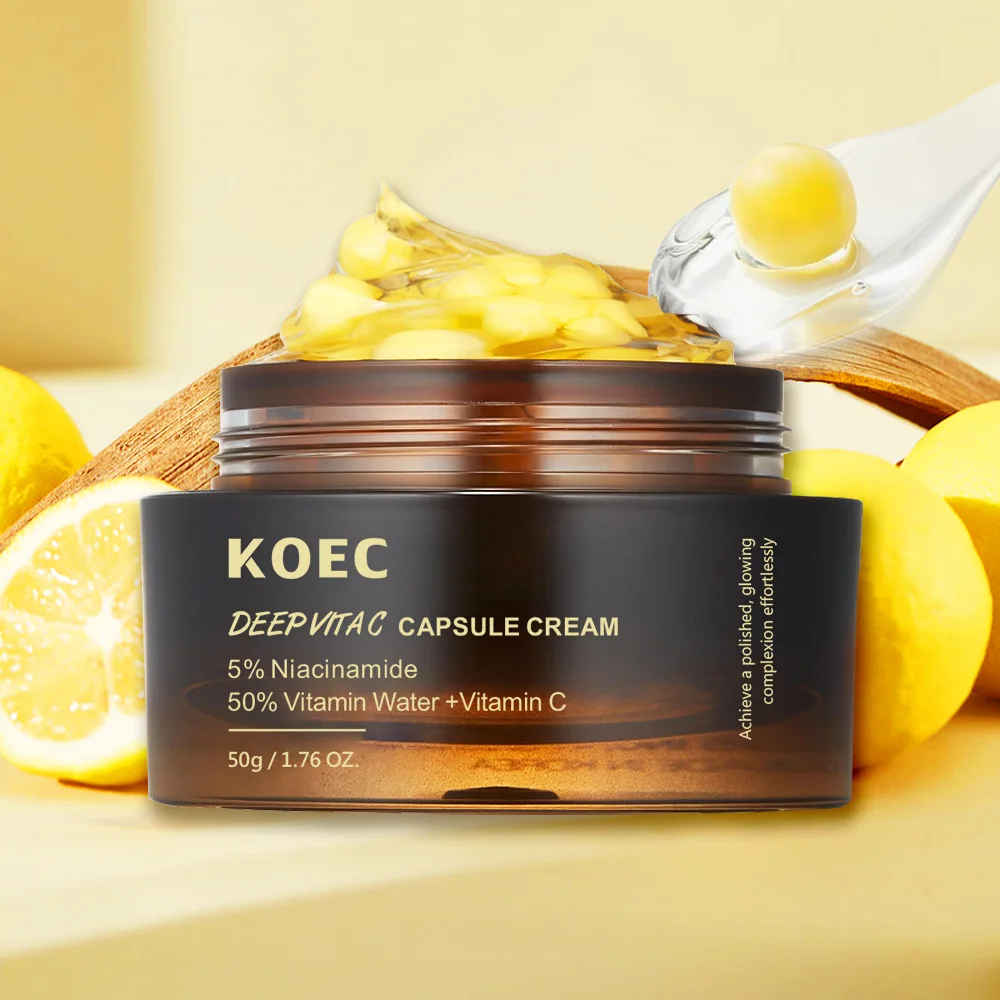 KOEC Capsule Face Cream Set Vitamin C Hyaluronic Acid PDRN Collagen Niacinamide Moisturizing Brightening 50g