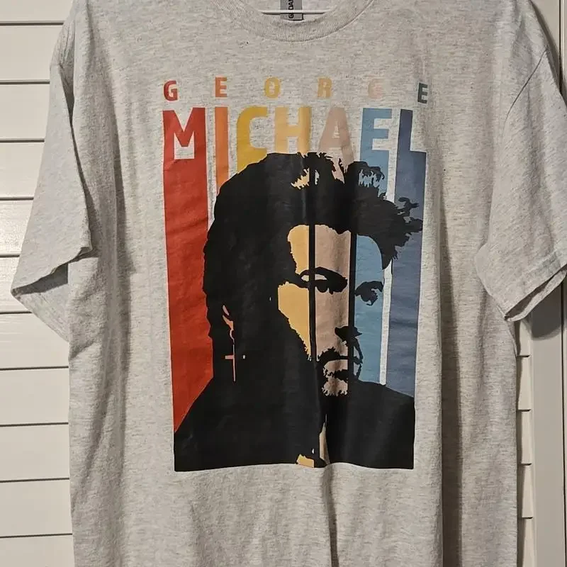 Vintage George Michael T shirt Size L Rainbow Stripe Wham