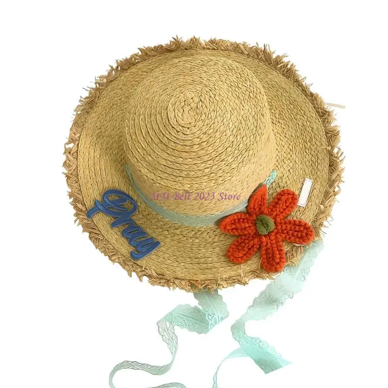 49ME Trendy Unisex Straw Hat With Flower Pattern Lightweight And Practical Outdoor Hat Perfect For Street Photography